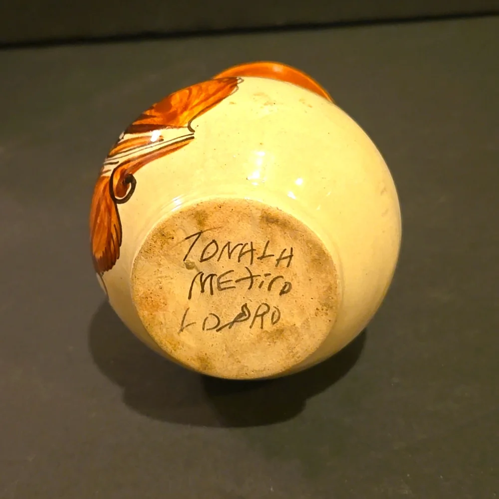 BEAUTIFUL BIRDS TONALA MEXICO FOLK ART VASE